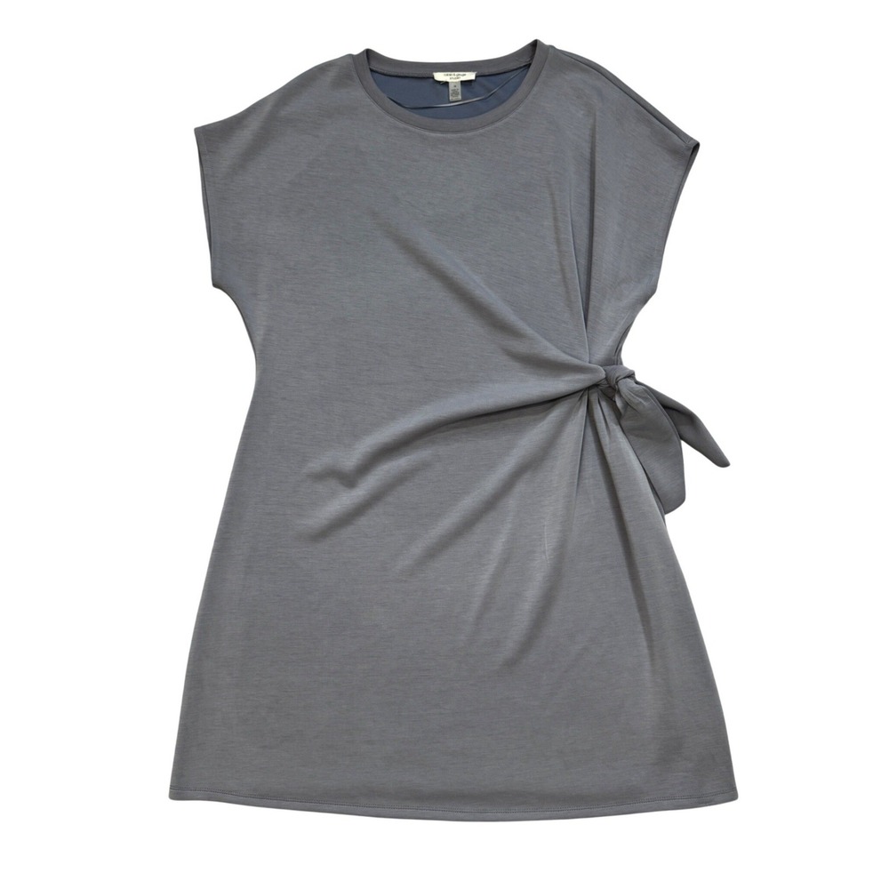 Cable & Gauge Studio Gray Side Tie Knot Short Sleeve Knit Dress Medium RN165979